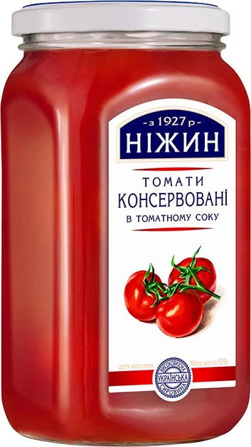 Nezhin tomatoes in their own juice 920 gr.